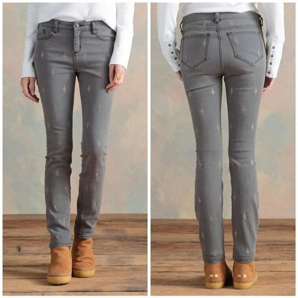 SUNDANCE Women's Gray Sequined Primrose Party Fit Skinny Jeans Size 26